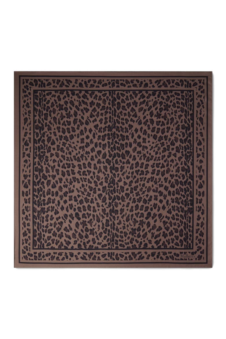 Square Scarf - Leopard, Main, color, Ebony