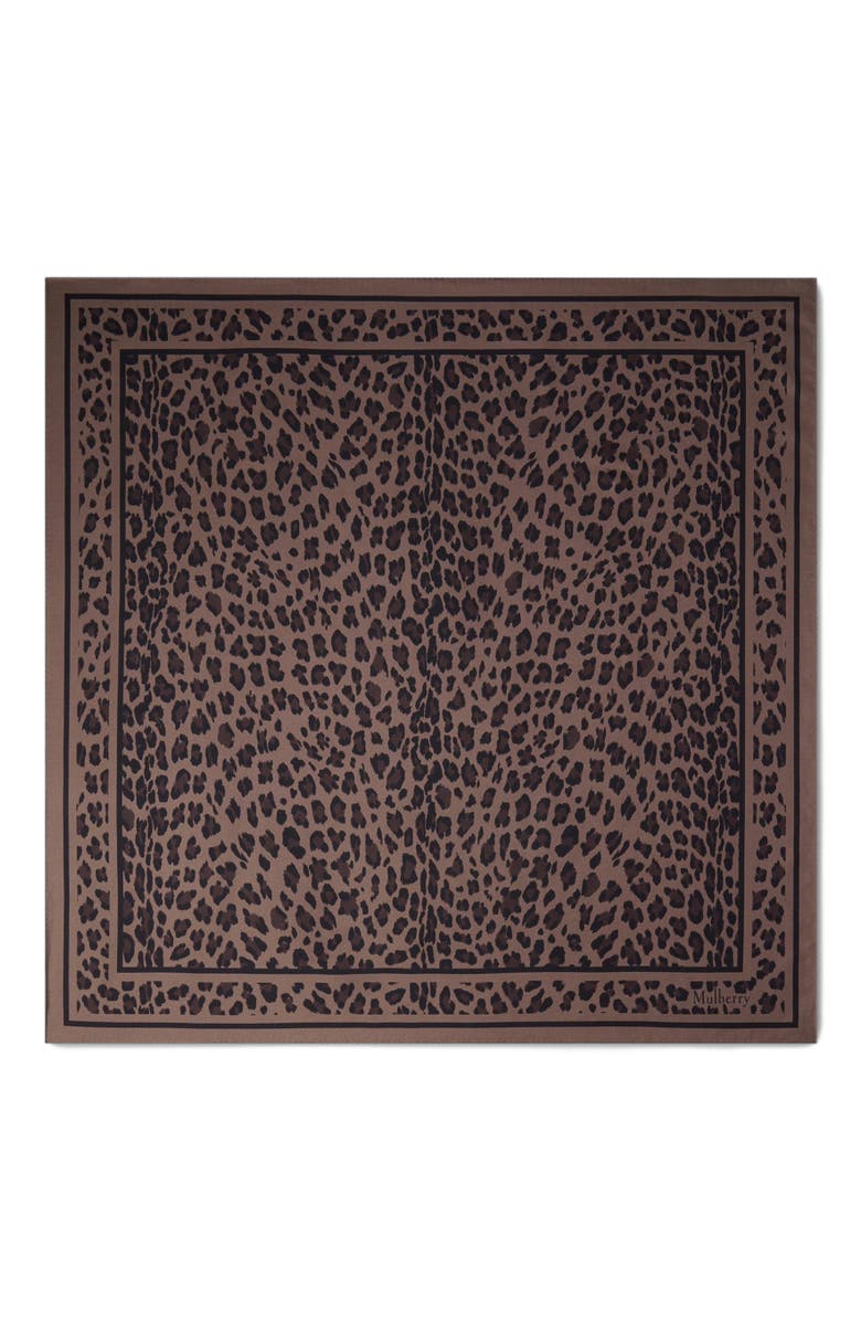 Mulberry Square Scarf - Leopard, Main, color, Ebony