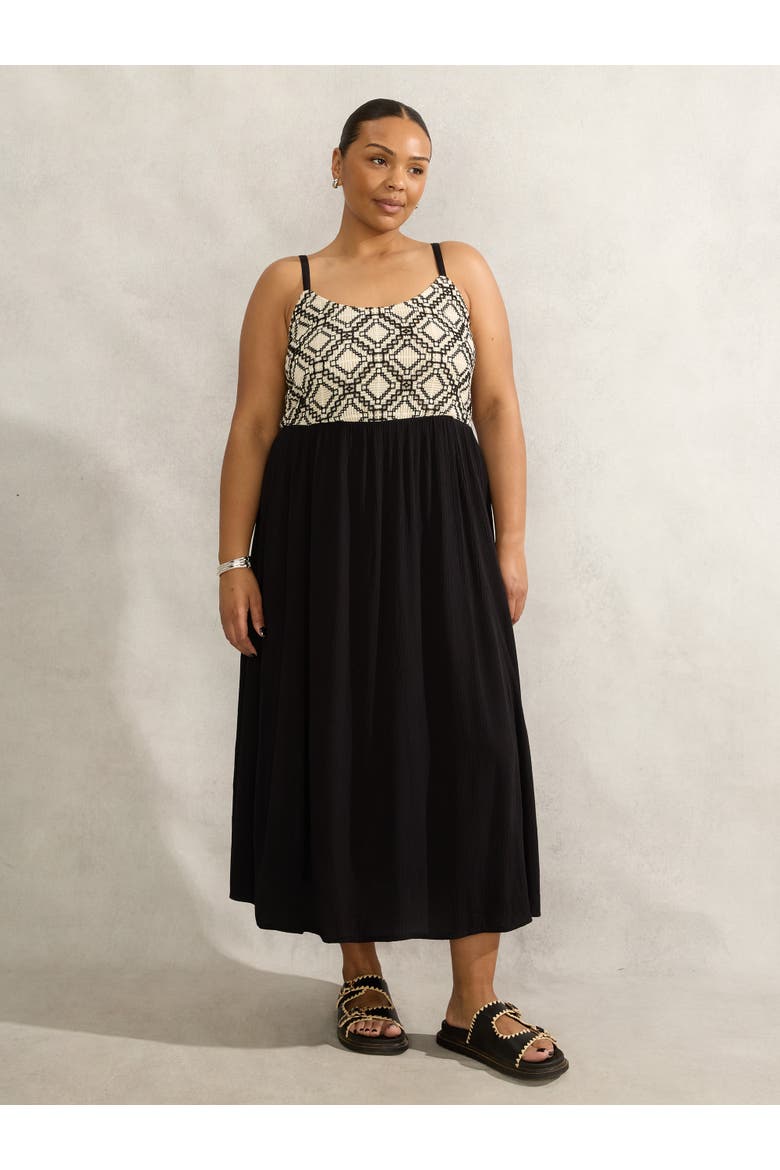 Crinkled Crochet Dress, Main, color, Black