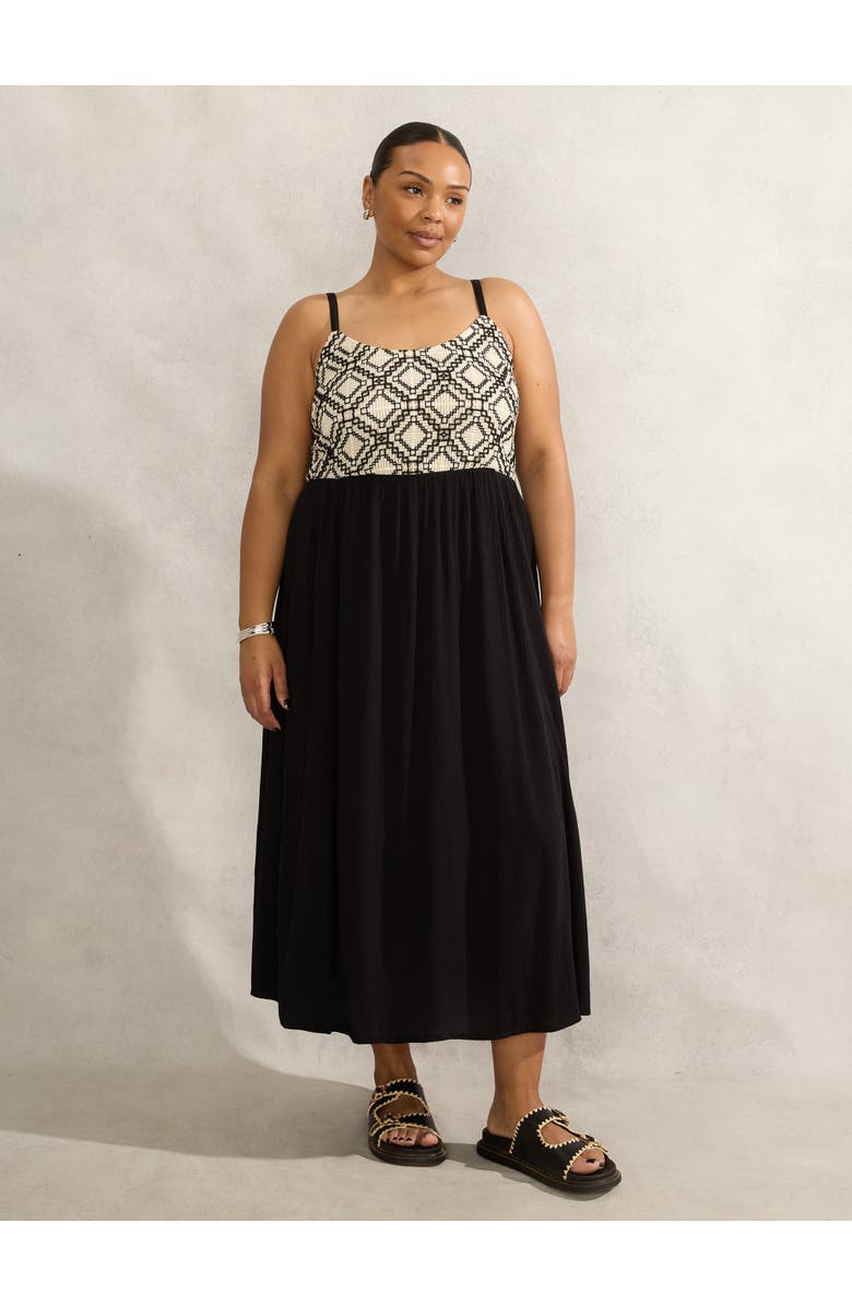 Live Unlimited Crinkled Crochet Dress, Main, color, Black