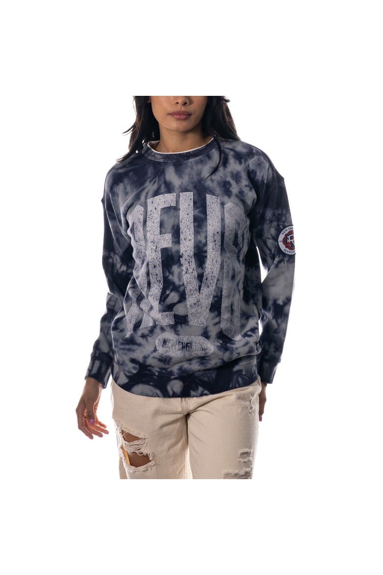 Women's The Wild Collective Navy New England Revolution Double Collar Pullover Sweatshirt, Alternate, color, Navy