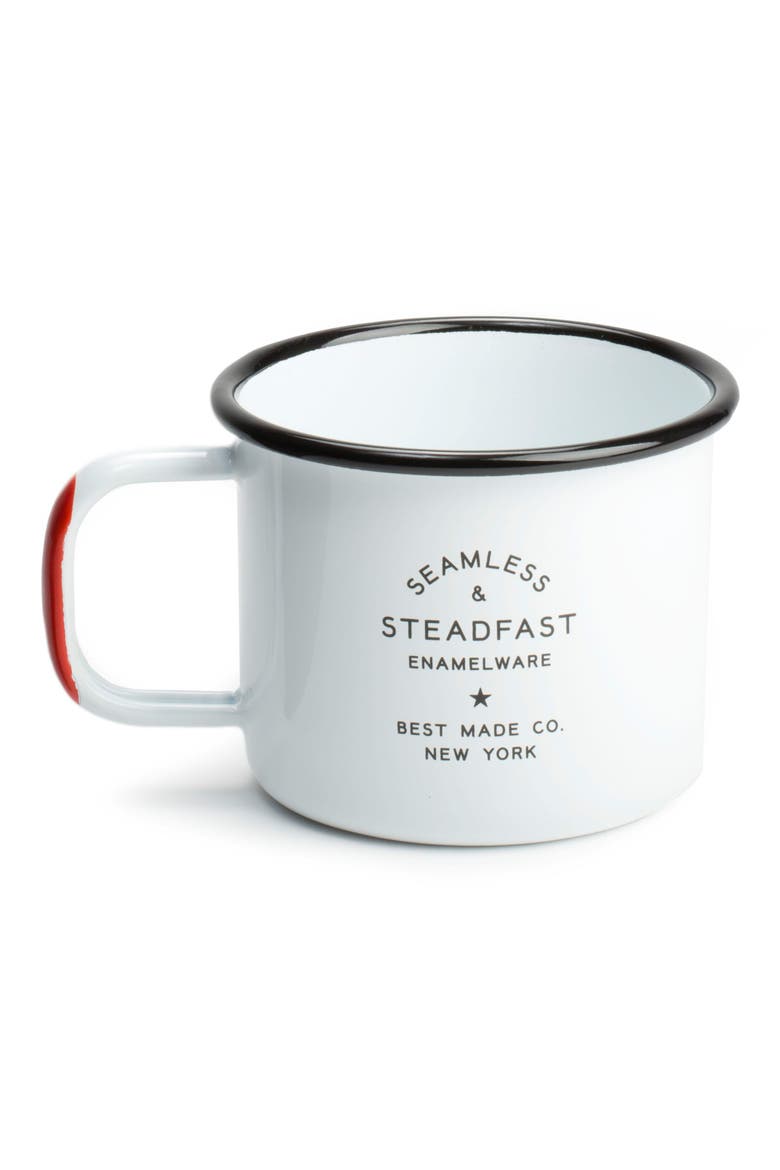 Set of 2 Enameled Steel Mugs, Alternate, color, WHITE