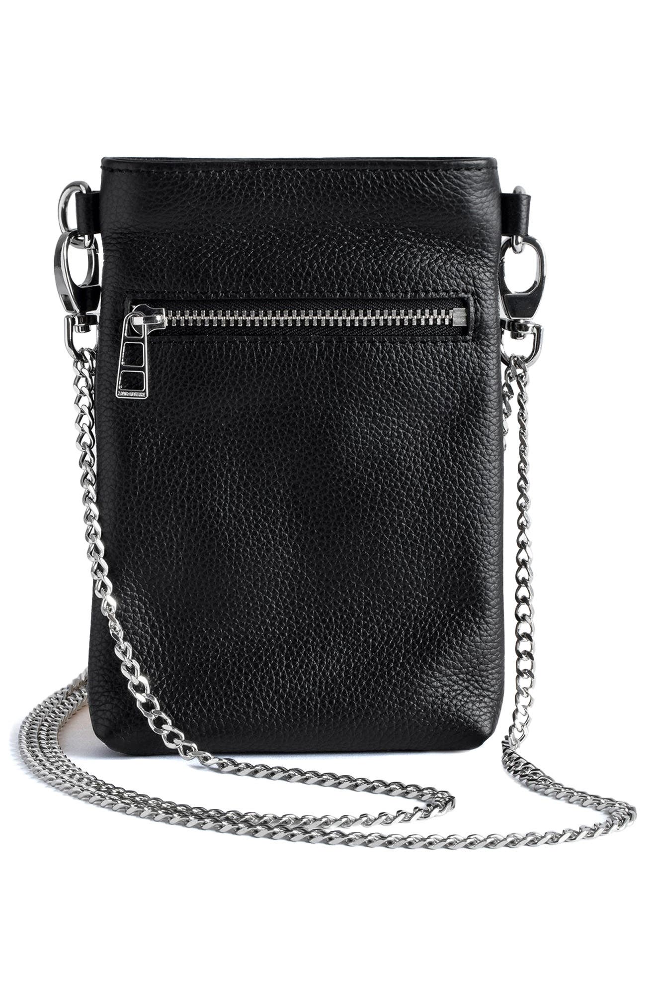 Zadig & Voltaire Rock Pebbled Leather Phone Pouch, Alternate, color, 