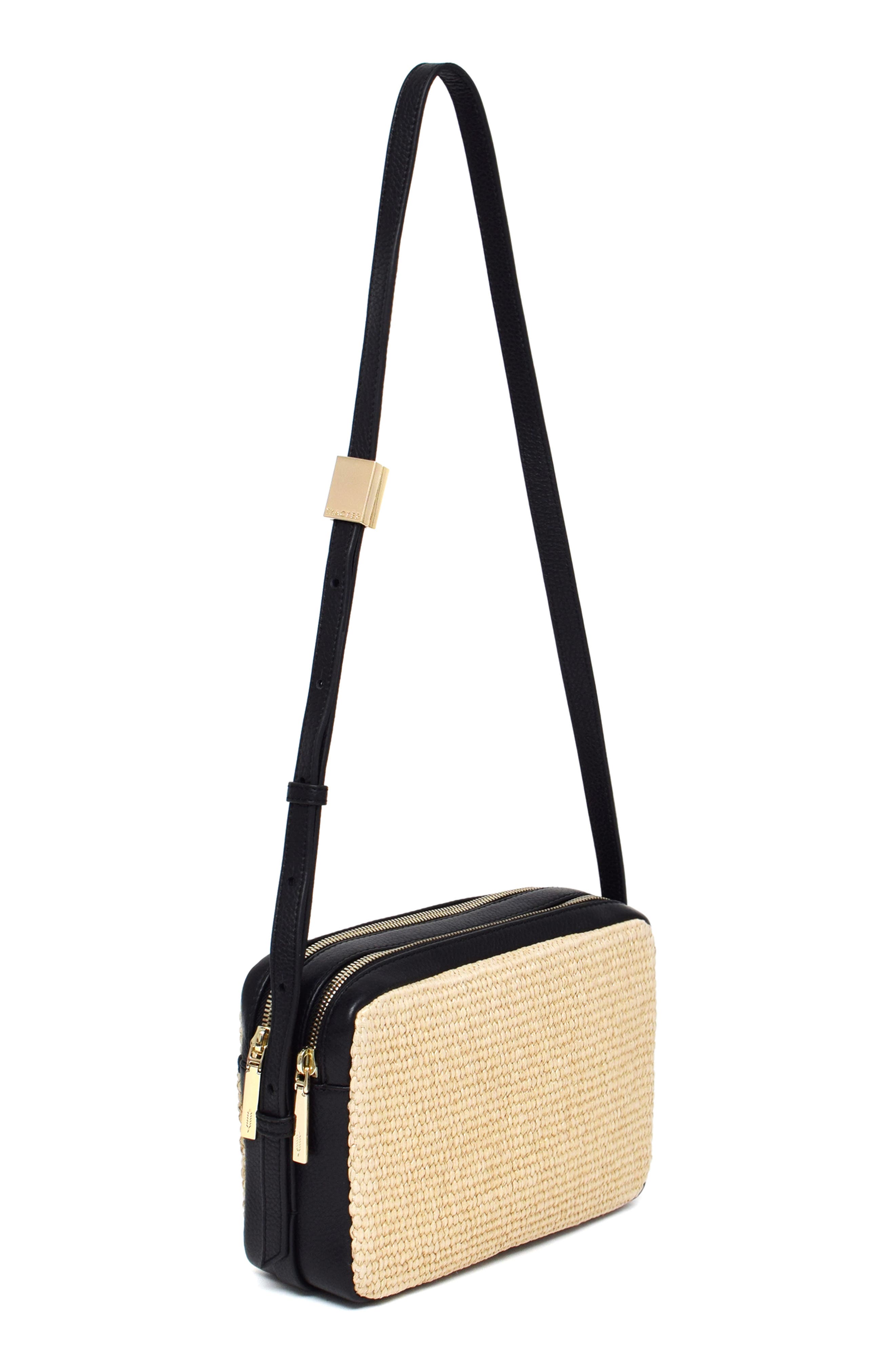 Thacker Shay Camera Woven Crossbody Bag, Alternate, color, Natural/ Black