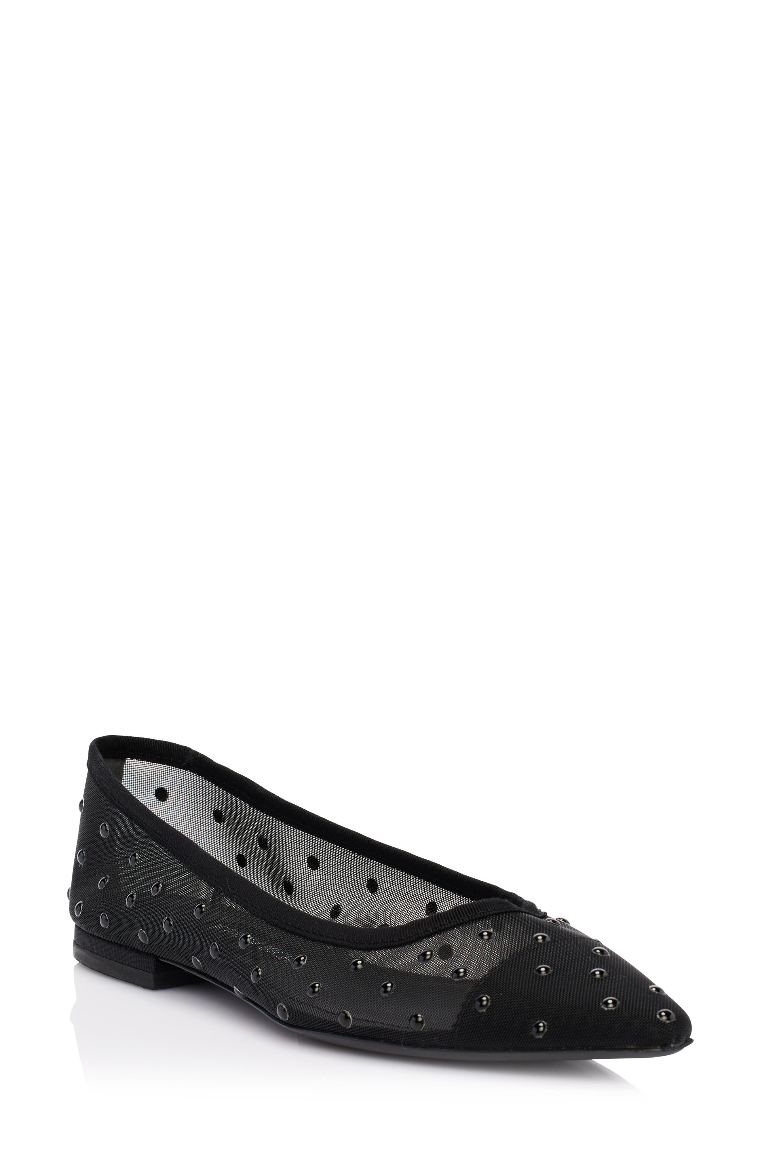 Alea Studded Pointed Toe Flat, Main, color, NOIR