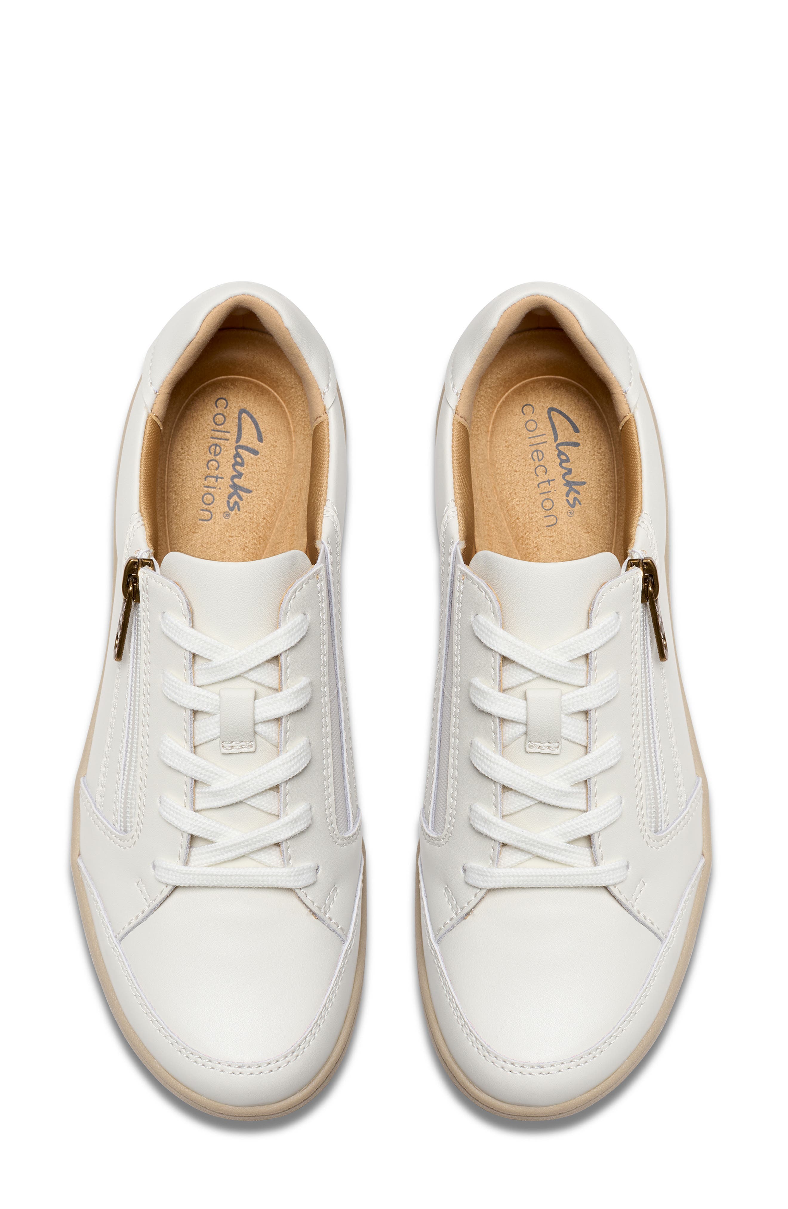Clarks<sup>®</sup> Bryianne Bayla Side Zip Sneaker, Alternate, color, Off White Lea