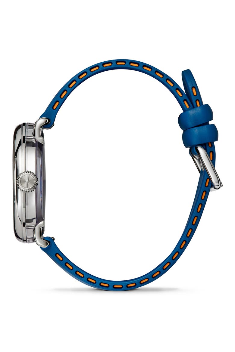Detrola Rubber Strap Watch, 41mm, Alternate, color, DENIM BLUE