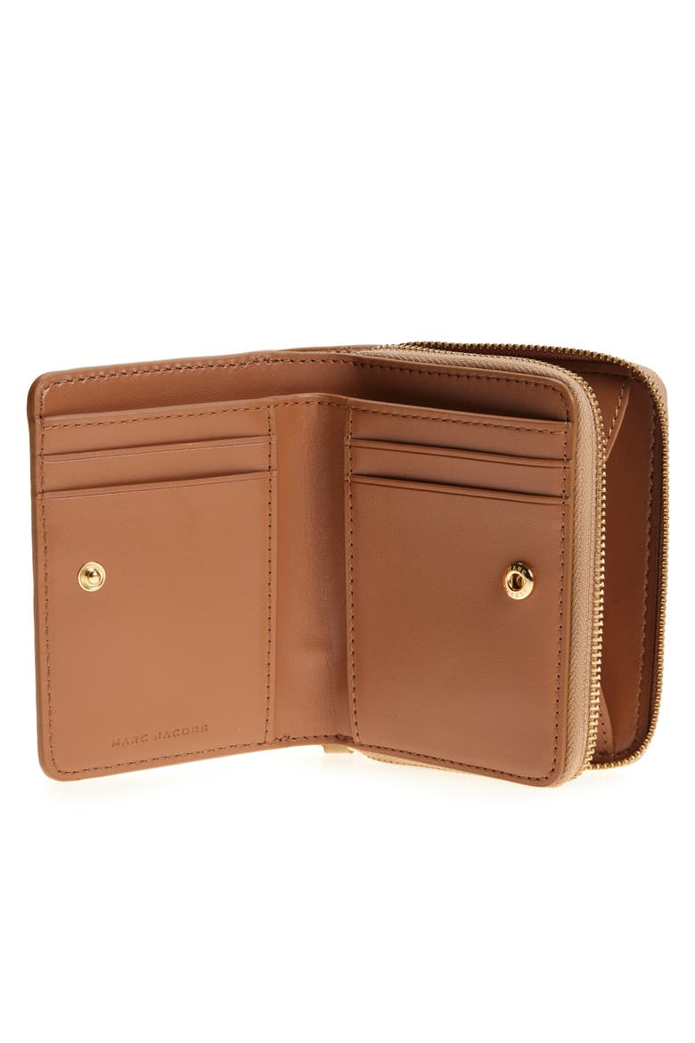 The Mini Leather Compact Wallet, Alternate, color, CAMEL