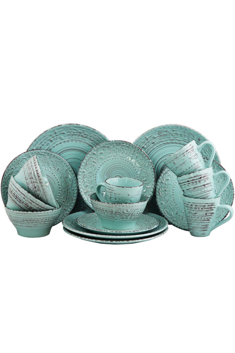 Malibu Waves 16-Piece Dinnerware Set, Alternate, color, Blue