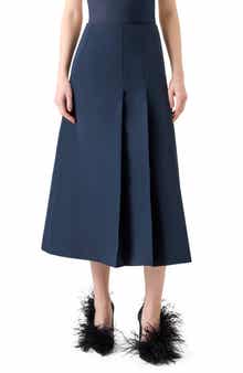 Pleated Silk Ottoman Midi Skirt