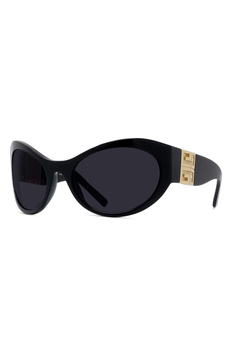 Givenchy 4G 63mm Oversize Cat Eye Sunglasses, Alternate, color, Shiny Black / Smoke