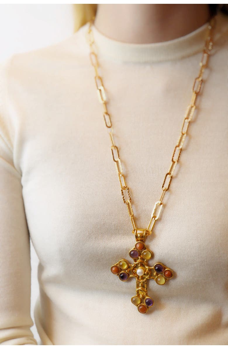 SYLVIA TOLEDANO Croix Necklace, Alternate, color, Multi