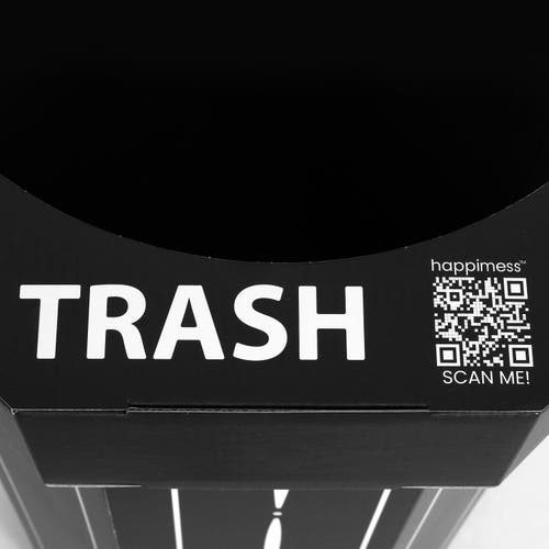 Happimess Fleur 25-gallon Classic Disposable Corrugated Cardboard Event Trash Can And Recycling Bin In Black