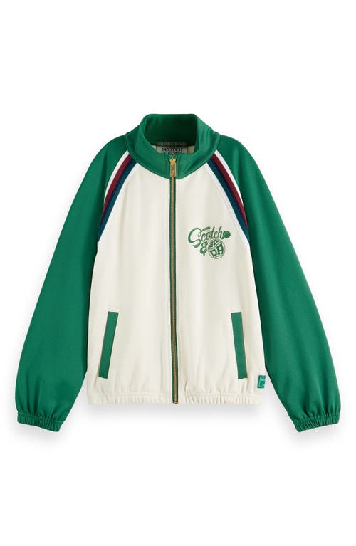 Scotch & Soda Logo Track Jacket In Soft Ice/bright Green