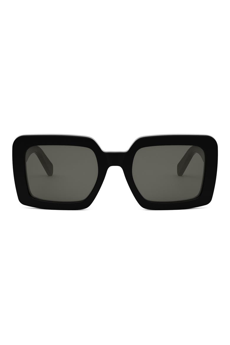 Triomphe 56mm Square Sunglasses, Main, color, SHINY BLACK / SMOKE