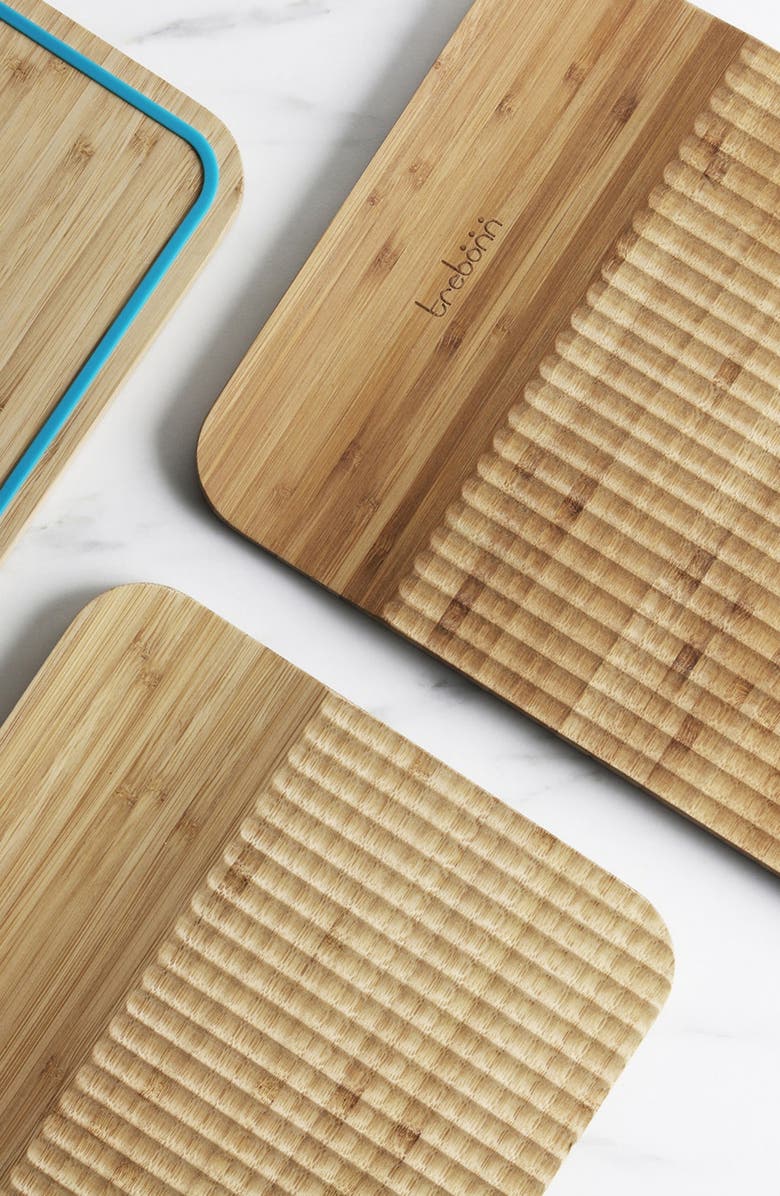 TREBONN Wave Pattern Chop & Slide Large Bamboo Chopping Board, Alternate, color, Purple