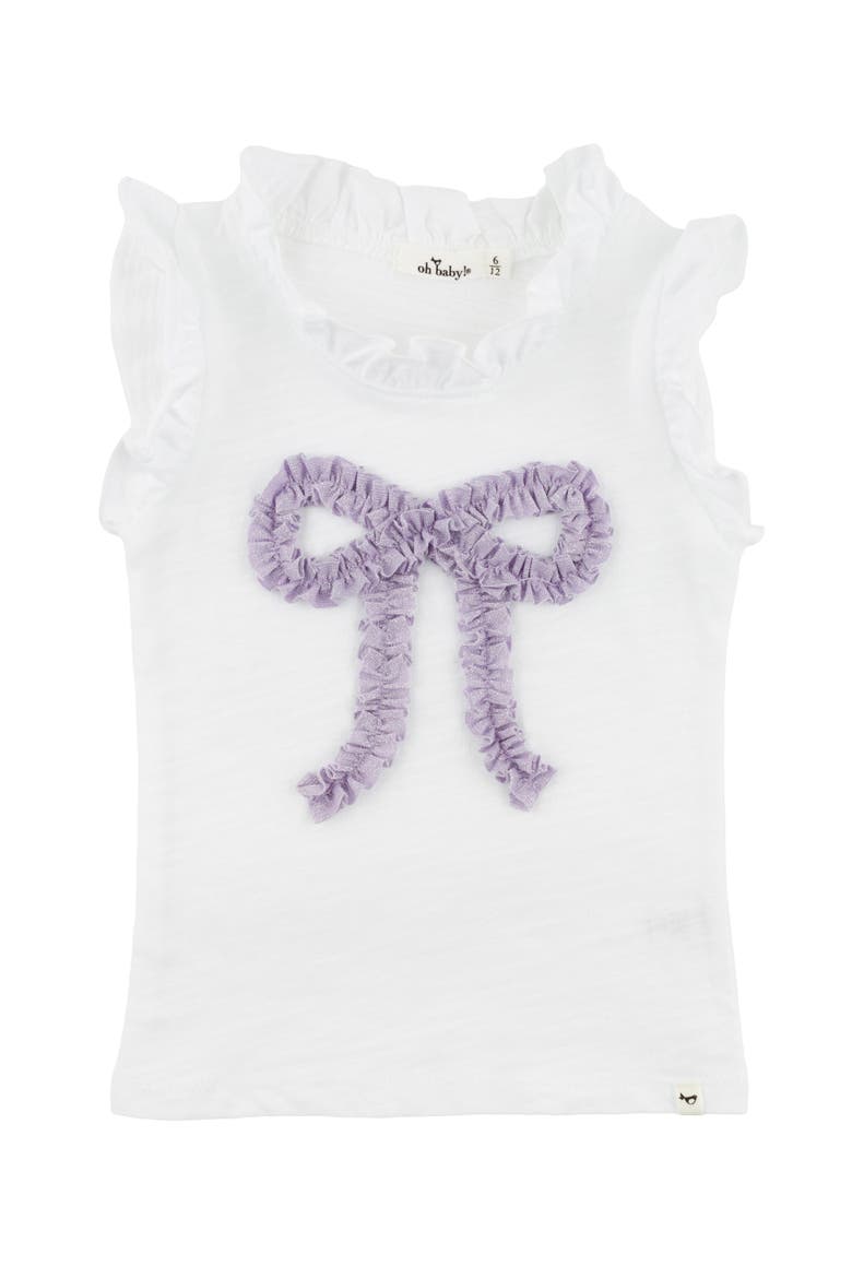 Ruffle Bow Lavender Sparkle Rebekah Ruffle Tank, Main, color, Oyster