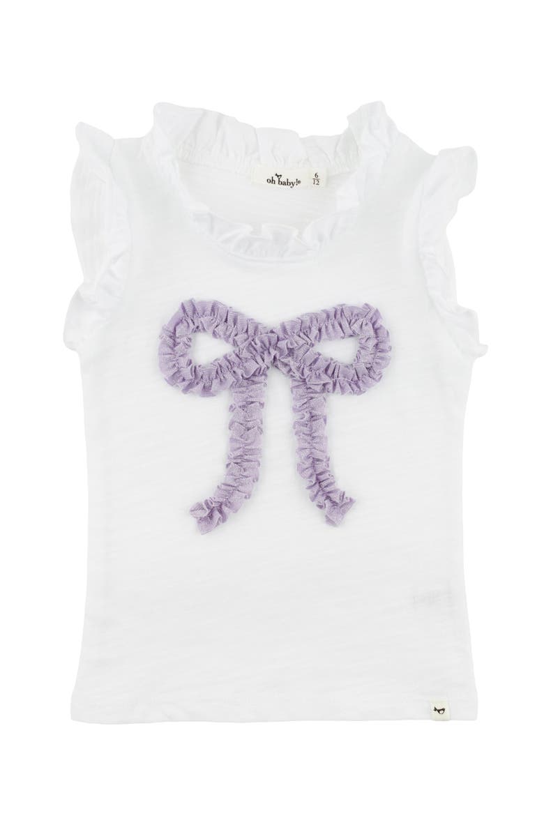 oh baby! Ruffle Bow Lavender Sparkle Rebekah Ruffle Tank, Main, color, Oyster