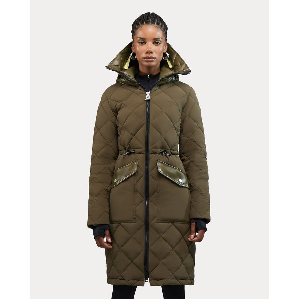 Alpenhaus Arly Elongated Hybrid Lightweight Puffer Coat In Green