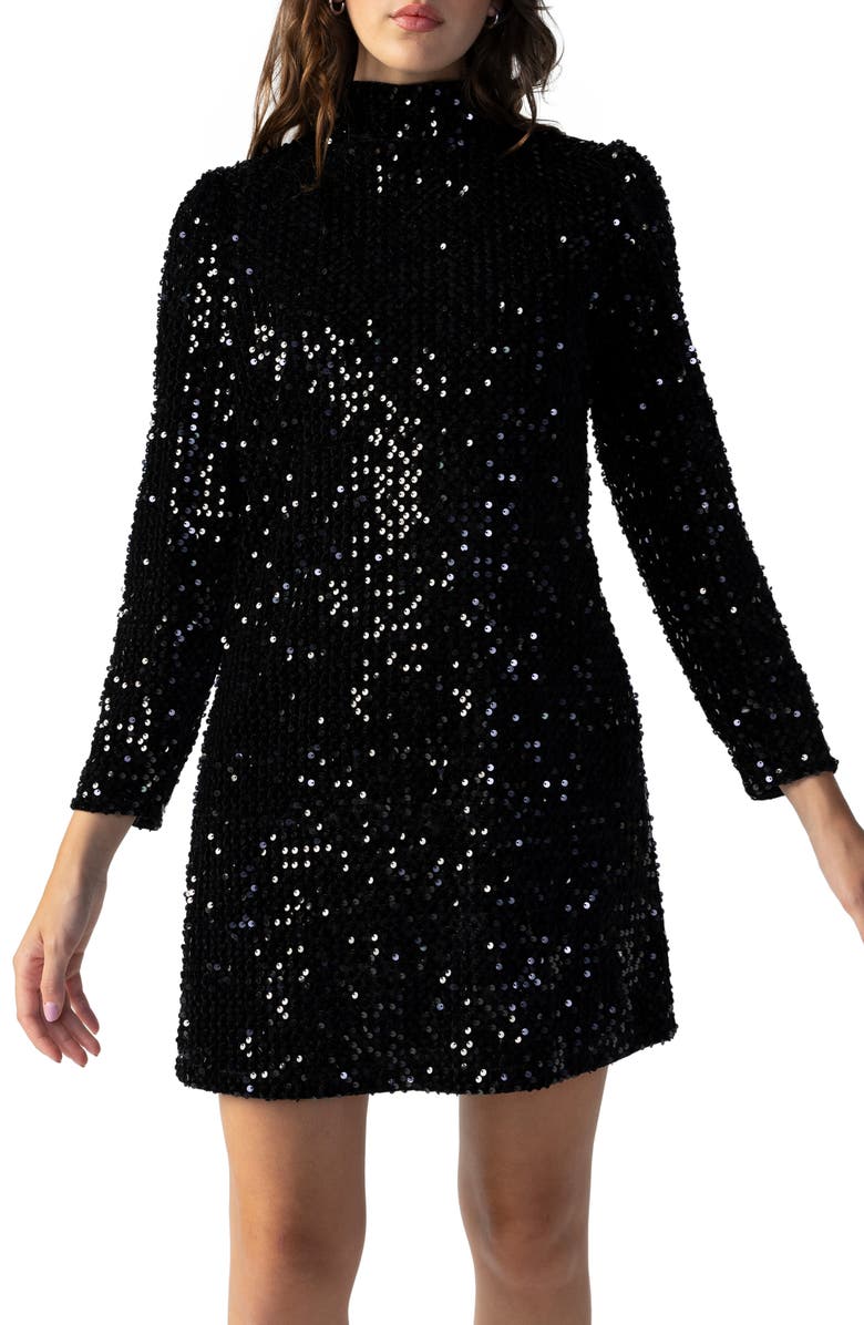 Sanctuary All Night Sequin Long Sleeve Minidress, Alternate, color, 