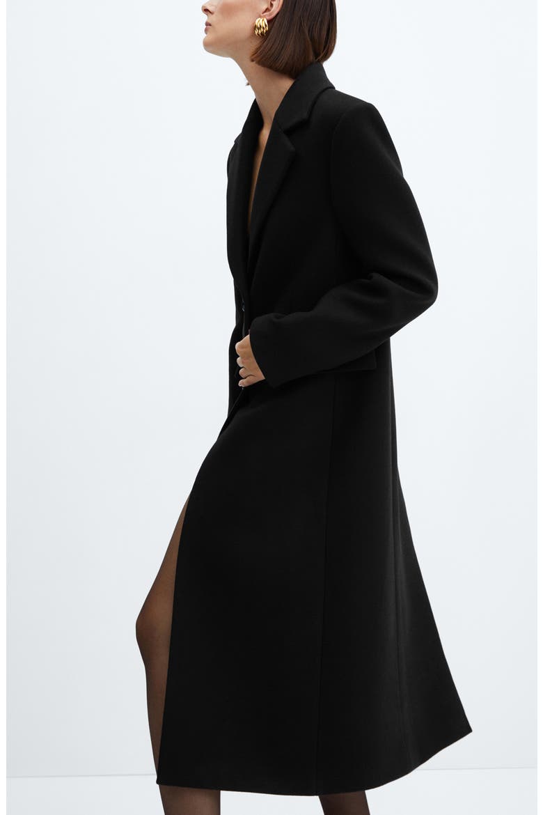 Structured Virgin Wool Blend Coat, Alternate, color, BLACK
