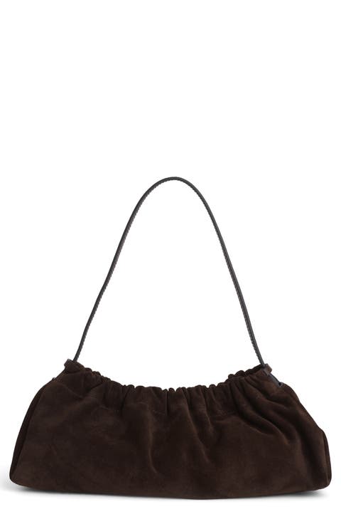 Ruched Suede Clutch