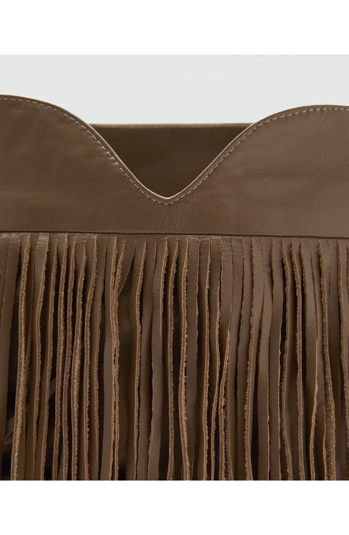 MANGO Fringe Kitten Heel Bootie, Alternate, color, Khaki Green