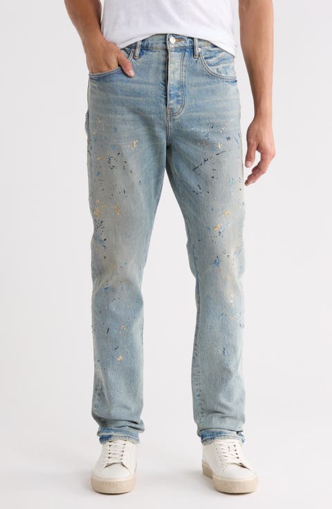 Sequin Splatter Paint High Waist Slim Leg Jeans