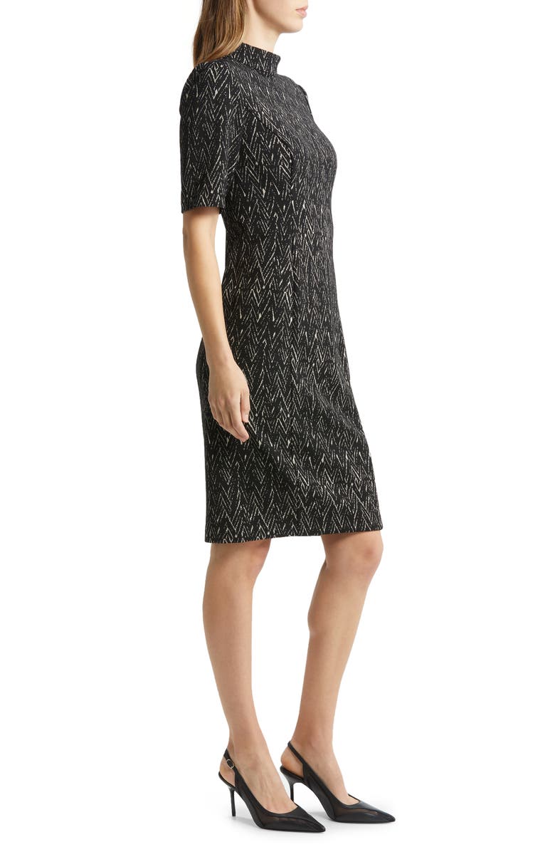 Eliza J Abstract Herringbone Print Sheath Dress, Alternate, color, Black