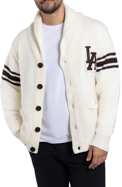 Shawl Collar Knit City Patch Cardigan
