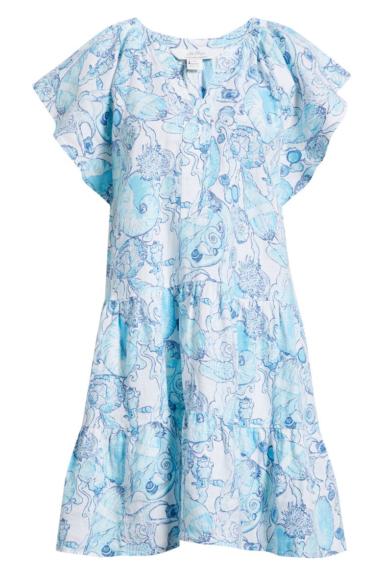 Norella Linen Swing Dress, Alternate, color, RESORT WHITE SHELL SHINE