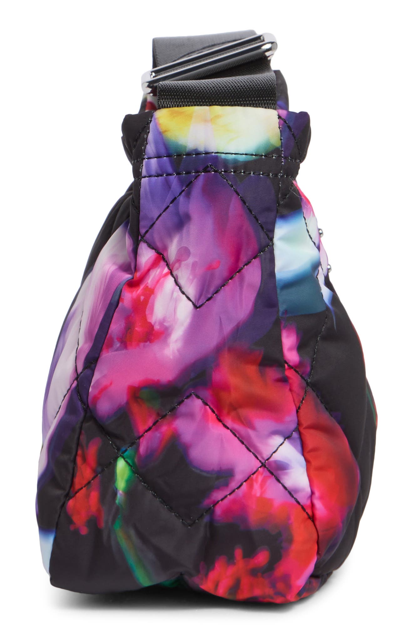 Marc Jacobs Floral Print Quilted Nylon Crossbody Bag, Alternate, color, Black Multi