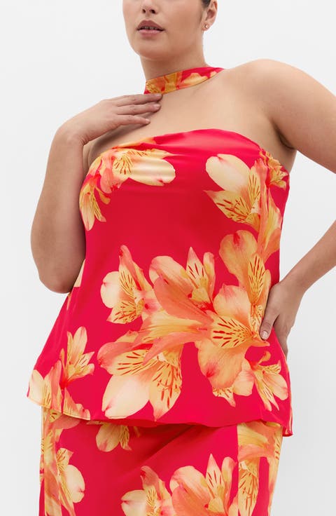 Soiree Floral Print Strapless Top & Scarf