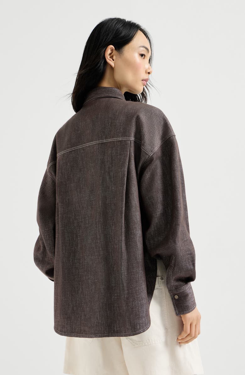 Brunello Cucinelli Sparkling no-fade denim shirt, Alternate, color, Cocoa