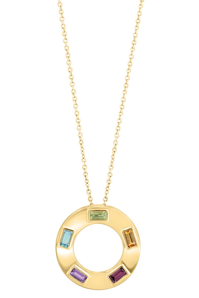 Semiprecious Stone Open Circle Pendant Necklace, Alternate, color, MULTI