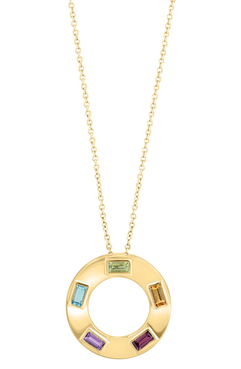 EFFY Semiprecious Stone Open Circle Pendant Necklace, Alternate, color, Multi
