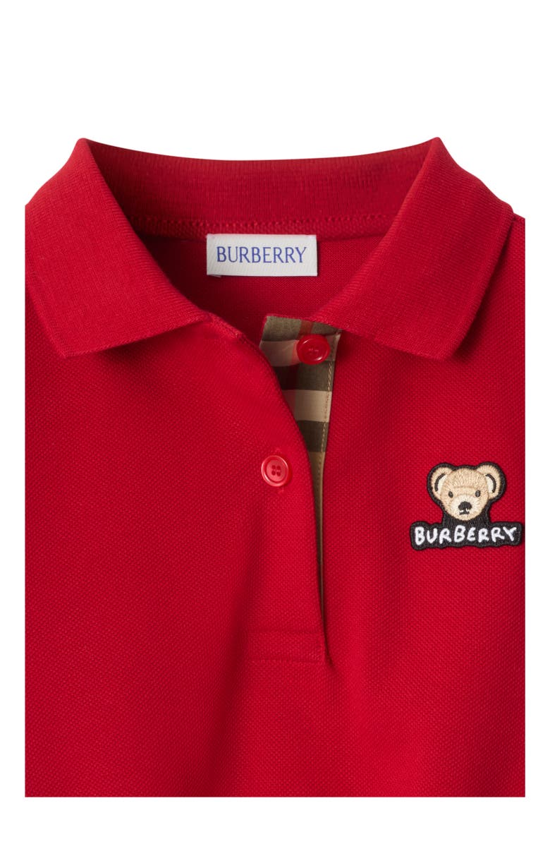 Burberry Cotton Polo Shirt Dress, Alternate, color, Poppy Red