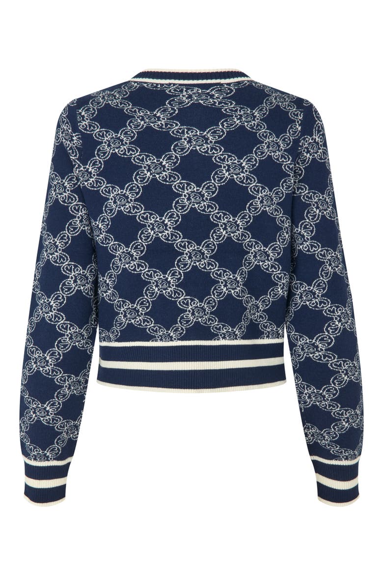 Sculpted Jacquard Button Cardigan, Alternate, color, Kudi Midnight