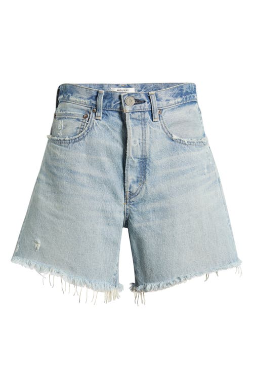 Moussy Vintage Nolita Frayed High Waist Mid Thigh Denim Shorts