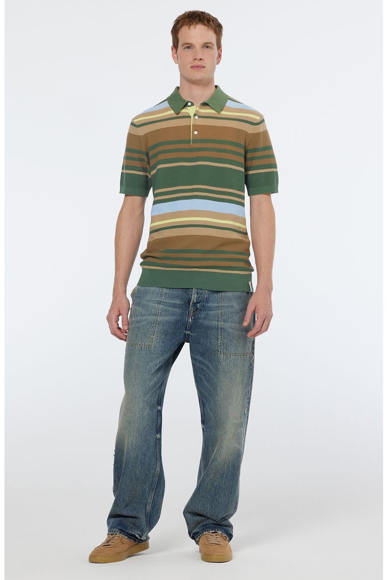 Stripe Textured Cotton Knit Polo, Alternate, color, SAGE GREEN MULTI STRIPE