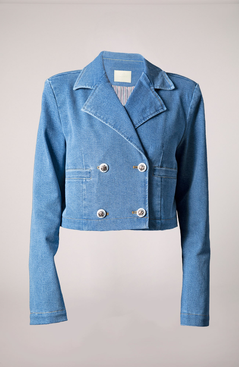 BLUE REVIVAL Olivia Cropped Recycled Blazer, Alternate, color, Medium Tel Aviv