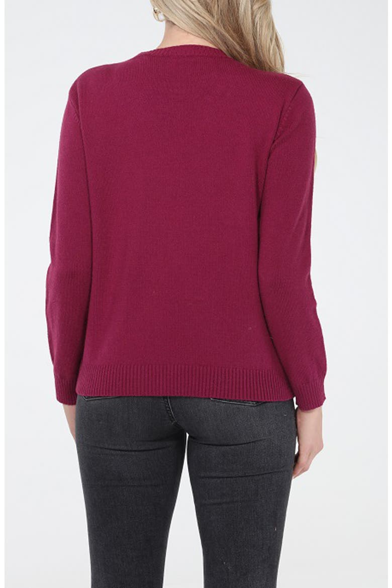 Floral String Sweater, Alternate, color, BURGUNDY