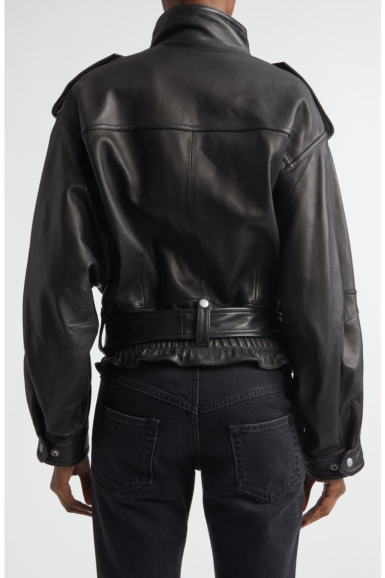 Farza Leather Motorcycle Jacket, Alternate, color, BLACK