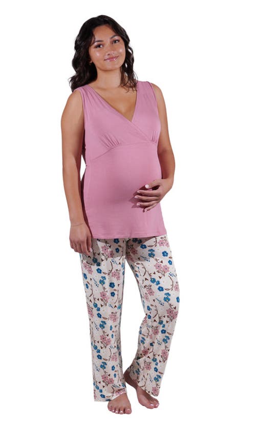 Everly Grey Analise During & After 5-piece Maternity/nursing Sleep Set For Mom & Baby In Gray