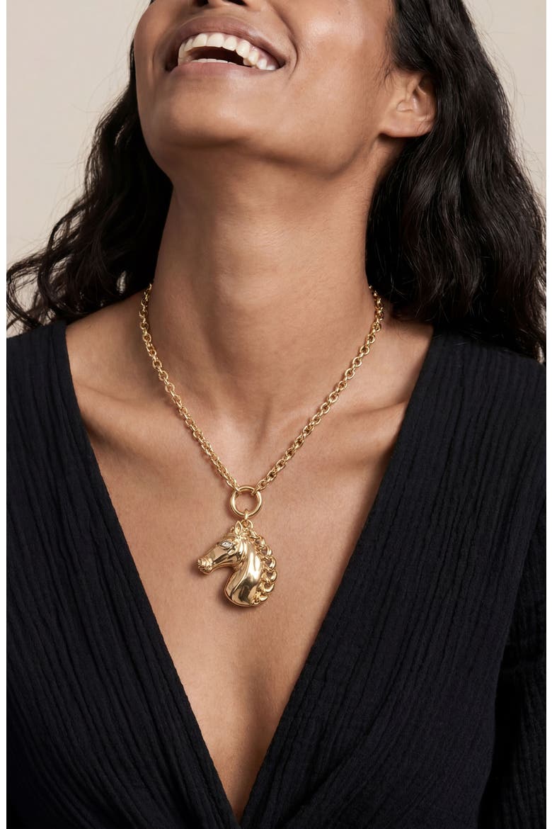 Stallion Pendant Necklace, Alternate, color, GOLD