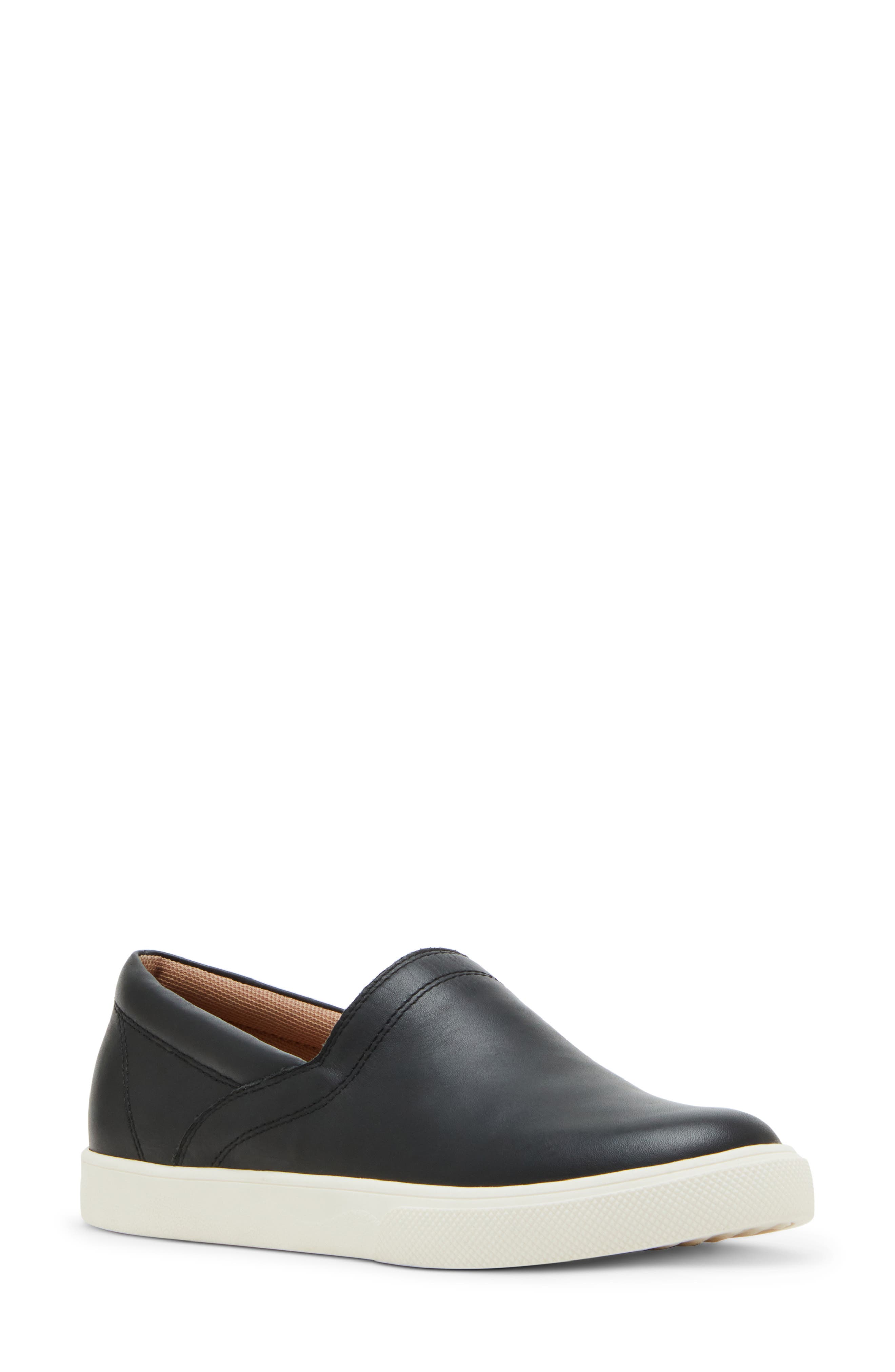 Garity Waterproof Slip-On Sneaker, Main, color, BLACK LEATHER