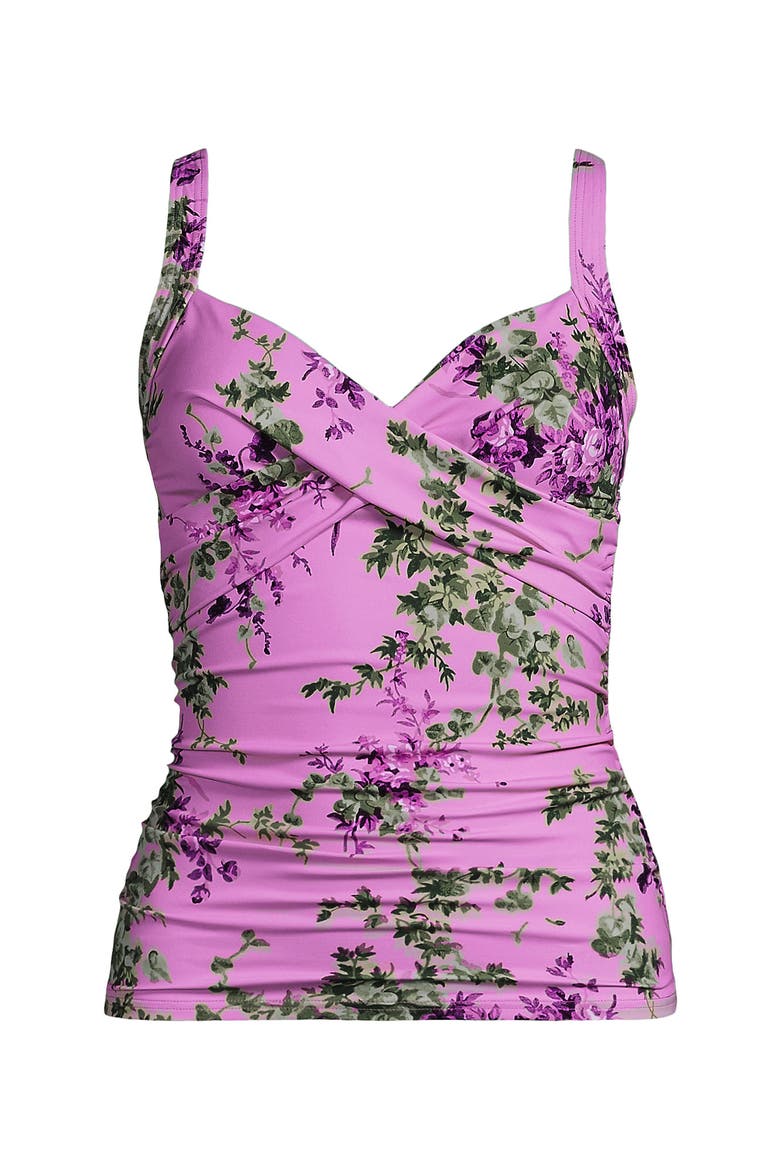 Petite Sweetheart Wrap Underwire Tankini Top, Alternate, color, Pink/White Blooms