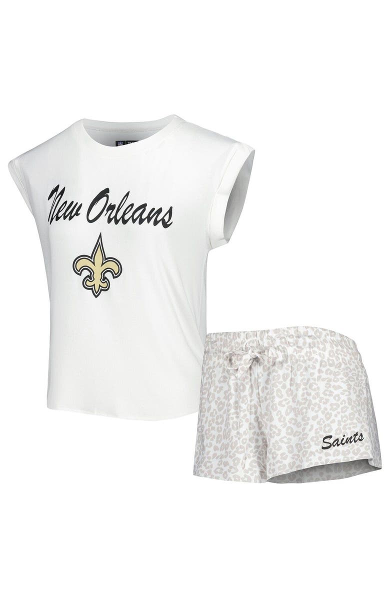 CONCEPTS SPORT Women's Concepts Sport White/Cream New Orleans Saints Montana Knit T-Shirt & Shorts Sleep Set, Main, color, White