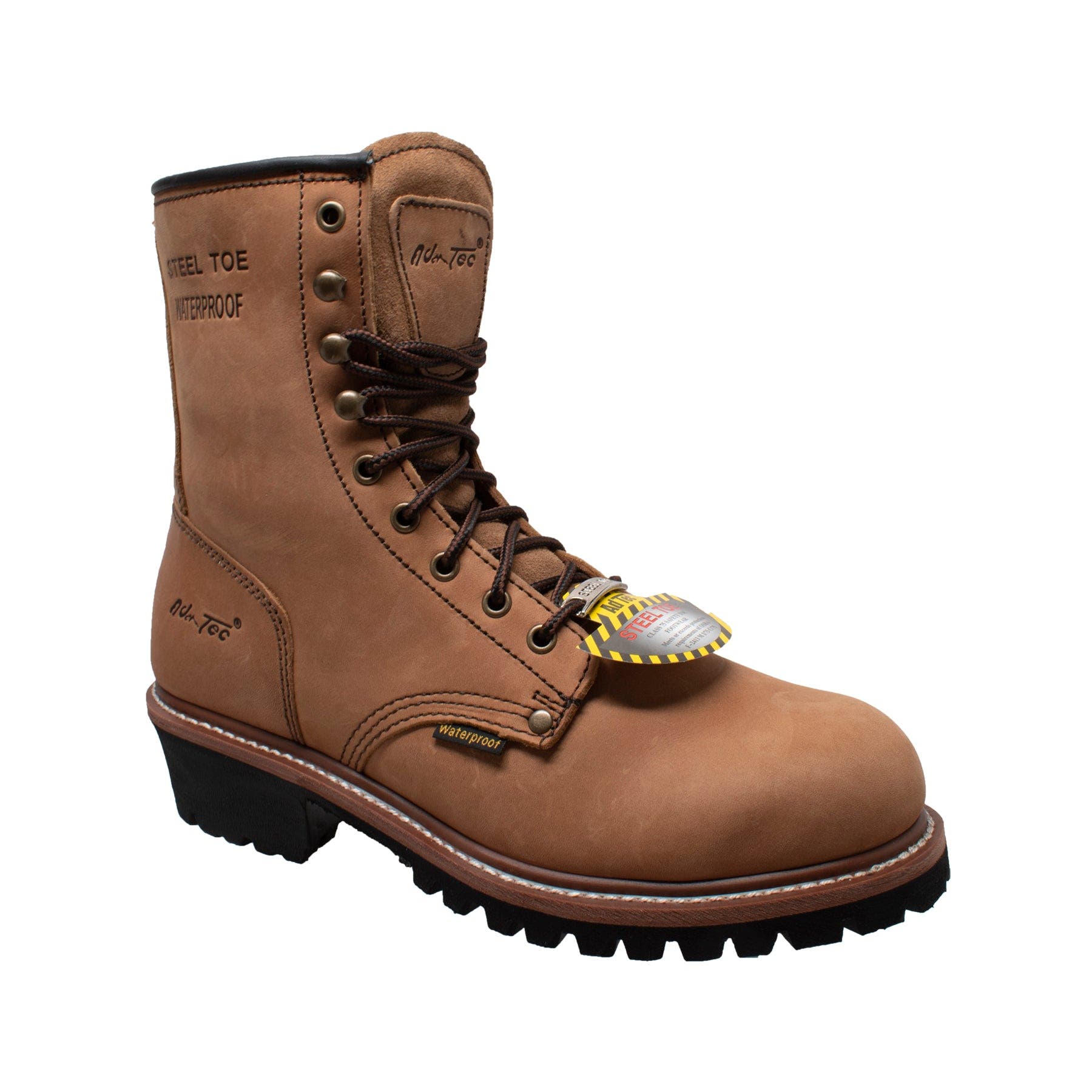 9" Waterproof Steel Toe Logger Boots, Main, color, Brown