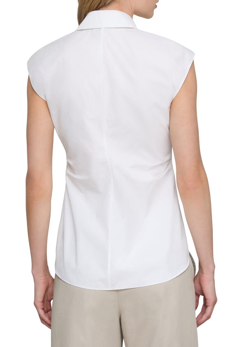 Irregular Pleated Sleeveless Button-Up Shirt, Alternate, color, WHITE